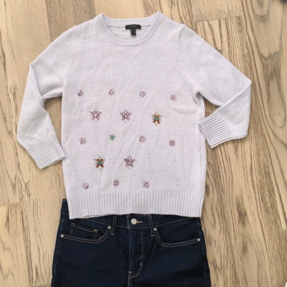 J. Crew 3/4 sleeve, wool, sweater grey/lavender, size Medium - Picture 1 of 6